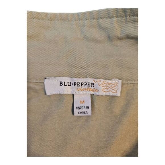 Blu Pepper Vintage Lightweight Tan Eyelet Jacket Size M - Picture 9 of 9